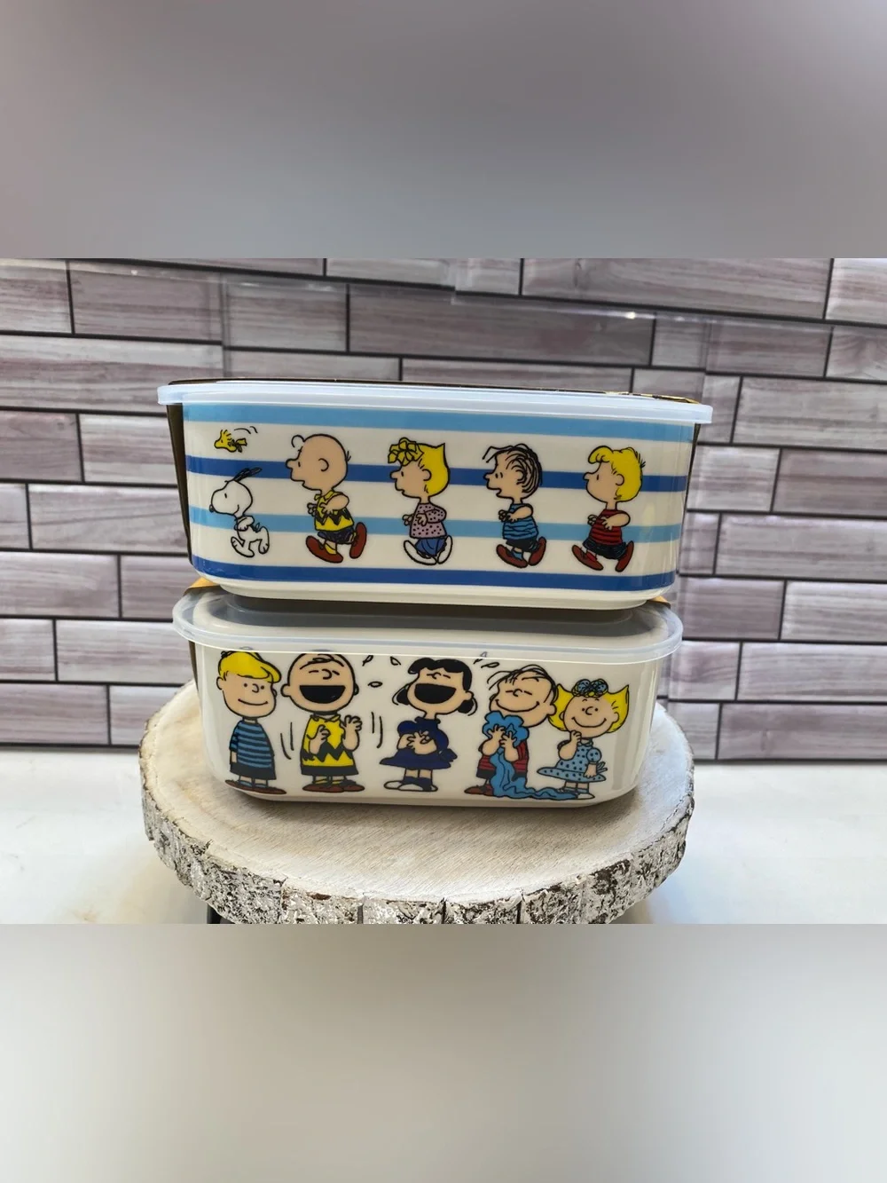 Peanuts Snoopy & The Gang  ❤️(2) CHOW TIME Lunch Box Storage & Lid NEW
